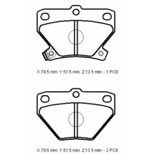 TOYOTA YARIS- 00/06; ARKA FREN BALATASI 1,0/1,3/1,5 (DİSK) (78,5X51,5X13,5) (DAIWA)