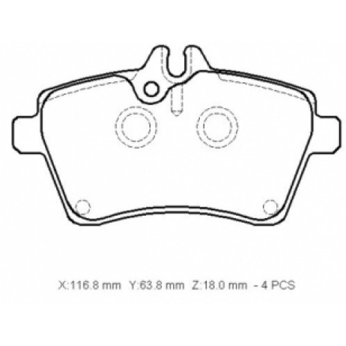 MERCEDES A CLASS- W169- 05/08; ÖN FREN BALATASI (KABLOSUZ)(DİSK)(116.8X63.8X18)(BRAMAX)