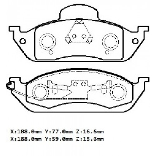 MERCEDES ML CLASS- W163- 98/05; ÖN FREN BALATASI (KABLOSUZ)(188X77X16,6/18;8X59X15.6)(BRAMAX)