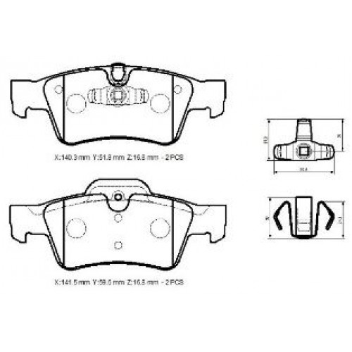 MERCEDES ML CLASS- W164- 06/09; ARKA FREN BALATASI (DİSK)(140,3X51,8X16,8/14;1,5X59,6X16,8)(BRAM