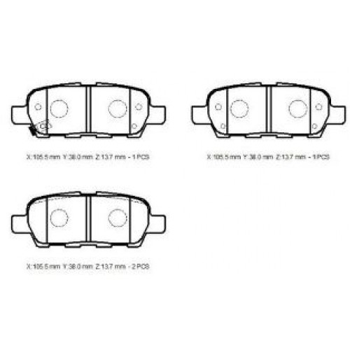 NISSAN X TRAIL- 02/07; ARKA FREN BALATASI 2,0/2,2/2,5 (DİSK) (105.5X38X14) (DAIWA)