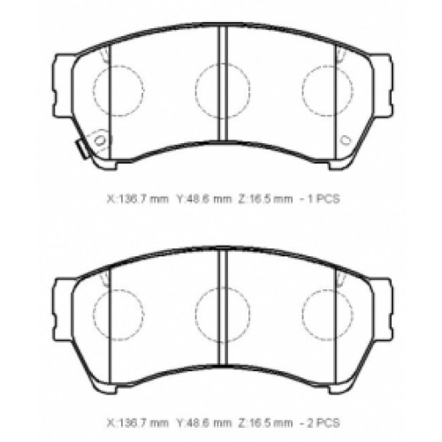 MAZDA 6- SD- 09/12; ÖN FREN BALATASI 1,8/2,0/2,2/2,5 (DİSK)(136,7X48,6X16,5)(BRAMAX)