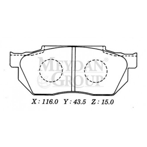 HONDA CIVIC- SD/HB- 92/95; ÖN FREN BALATASI TIRNAKSIZ TİP (DİSK) (116X43,5X15) (DAIWA)