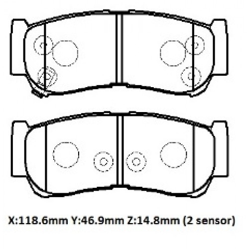 HYUNDAI SANTA FE- 06/09; ARKA FREN BALATASI (DİSK)(118.6X46.9X14.8)(DAIWA)