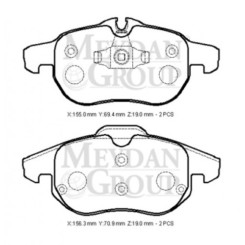 OPEL VECTRA- C- 03/05; ÖN FREN BALATASI (KABLOSUZ)(DİSK) (155X69,4X19/15;6,3X70,9X19) (BRAMAX)