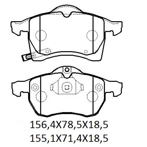 OPEL ASTRA- G- SD/HB- 99/09; ÖN FREN BALATASI (DİSK)(156,4X78,5X18,5/155,1X71,4X18,5)(BRAMAX)