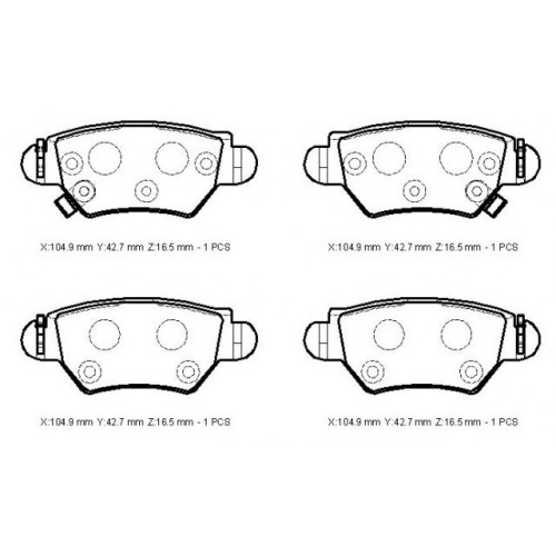 OPEL ASTRA- G- SD/HB- 99/09; ARKA FREN BALATASI 1,2/1,4/1,6/1,8/2,0(DİSK) (104,9X42,7X16,5) (FMK)