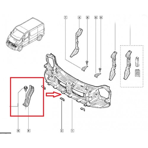 OPEL VIVARO- 04/08; ÖN PANEL ORTA PARÇA (DESTEK SACI) (EAGLE BODY)