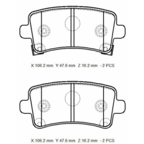 OPEL INSIGNIA- 09/17; ARKA FREN BALATASI 1,4/1,6/1,8/2,0 (DİSK)(106,4X47,4X17,3)(BRAMAX)