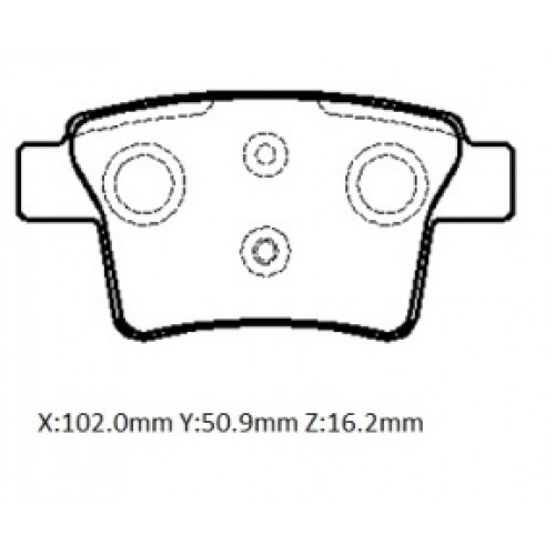 FORD MONDEO- 01/04; ARKA FREN BALATASI 1,8/2,0/2,2/2,5 (DİSK) (102X50,9X16,2) (BRAMAX)