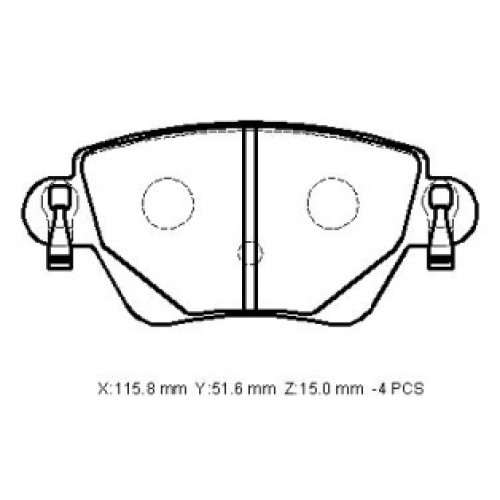 FORD MONDEO- 05/07; ARKA FREN BALATASI 1,8/2,0/2,5 (DİSK) (115,8X51,6X15) (BRAMAX)