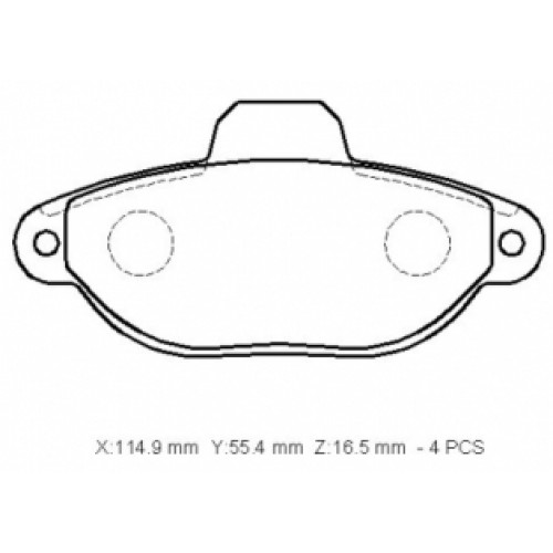 FORD KA- 09/10; ÖN FREN BALATASI 1.2cc (KABLOSUZ)(DİSK) (114.9x55.4x16.5) (BRAMAX)