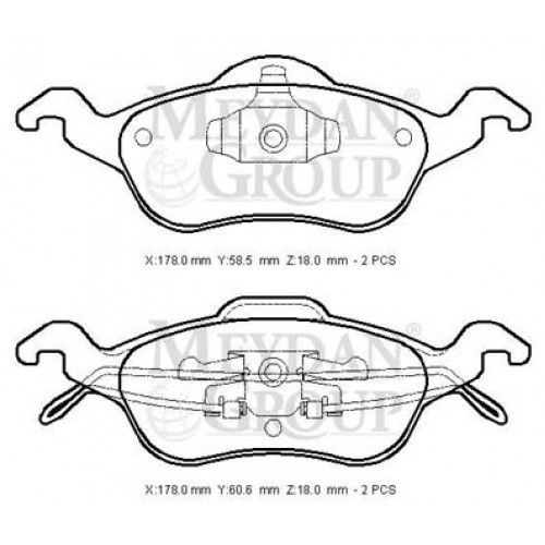 FORD FOCUS- SD/HB- 98/05; ÖN FREN BALATASI 1,4/1,6/1,8/2,0 (DİSK) (178X58,5X18/178X60,6X18) (BRAMAX)