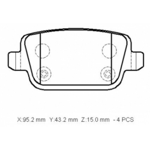 FORD KUGA- 08/12; ARKA FREN BALATASI 2.0/2.5 TDCI (DİSK)(95,2x43,2x15)(BRAMAX)